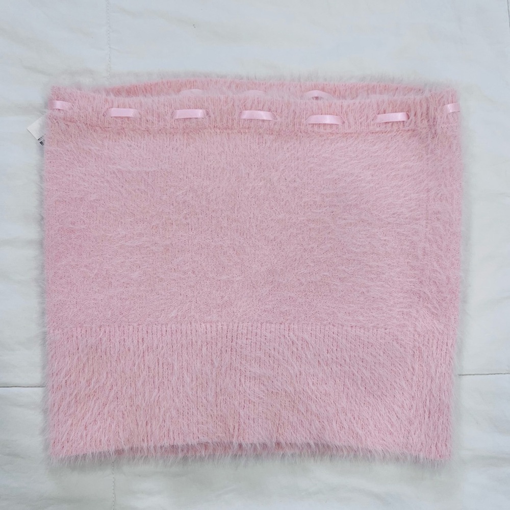 All in Flavor • Women’s Pink Strapless Fuzzy Tie Front Top M NWT - Picture 10 of 10